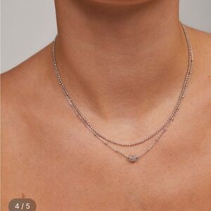 NWT Kendra Scott Emilie Silver multi strand necklace in platinum Drusy